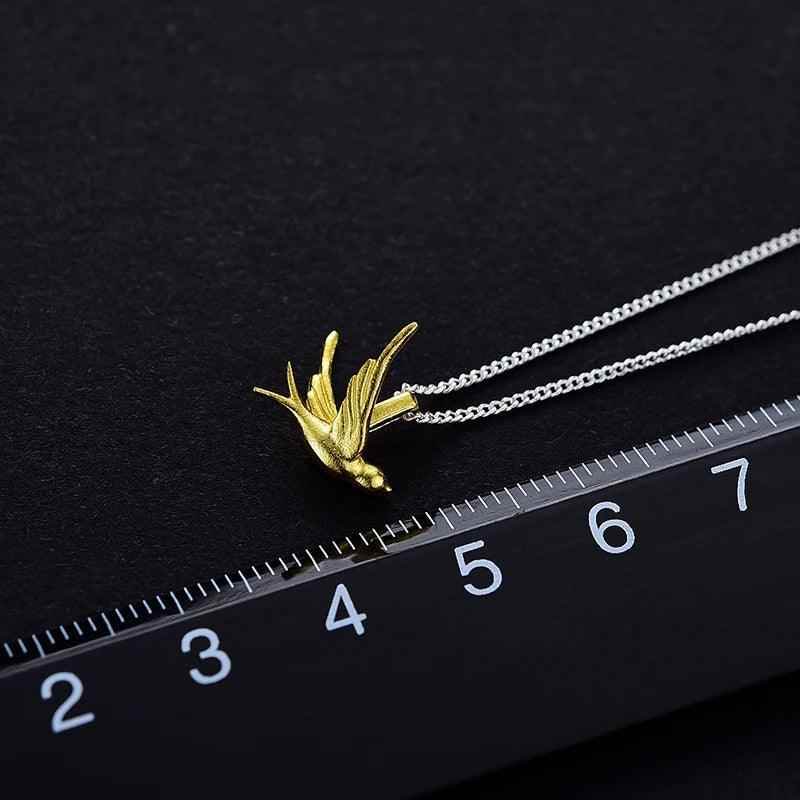 LFJE0201 Necklace Charm Jewelry - 925 Sterling Silver Exquisite Small Swallow Pendant - Touchy Style