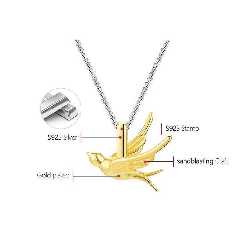 LFJE0201 Necklace Charm Jewelry - 925 Sterling Silver Exquisite Small Swallow Pendant - Touchy Style