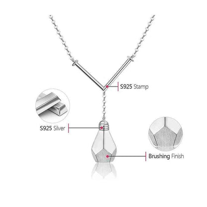 LFJF0058 Light Bulb Pendant Necklace Charm Jewelry - 925 Sterling Silver - Touchy Style