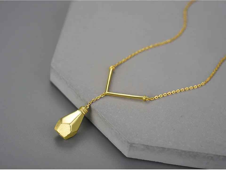 LFJF0058 Light Bulb Pendant Necklace Charm Jewelry - 925 Sterling Silver - Touchy Style