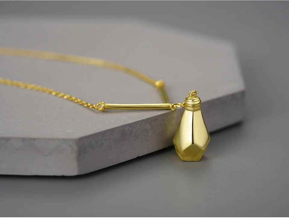LFJF0058 Light Bulb Pendant Necklace Charm Jewelry - 925 Sterling Silver - Touchy Style