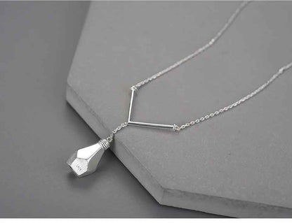 LFJF0058 Light Bulb Pendant Necklace Charm Jewelry - 925 Sterling Silver - Touchy Style