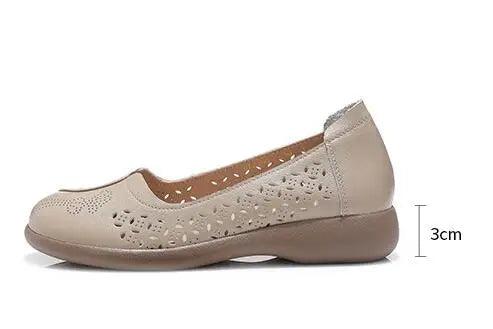 LFN2306 Hollow Leather Flats Loafers: Women&