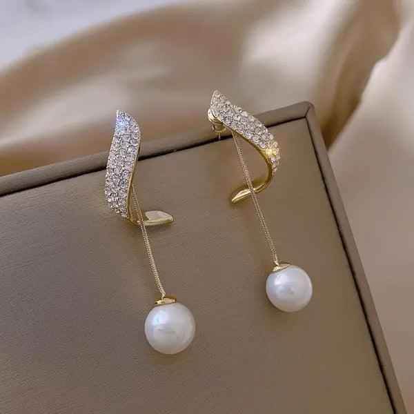 Long Earrings Charm Jewelry Geometric Pearl Crystal Accessory XYS103 - Touchy Style
