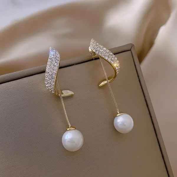 Long Earrings Charm Jewelry Geometric Pearl Crystal Accessory XYS103 - Touchy Style .