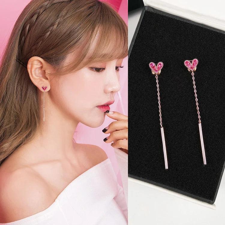 Long Earrings Charm Jewelry Mini Purple Cute Heart 