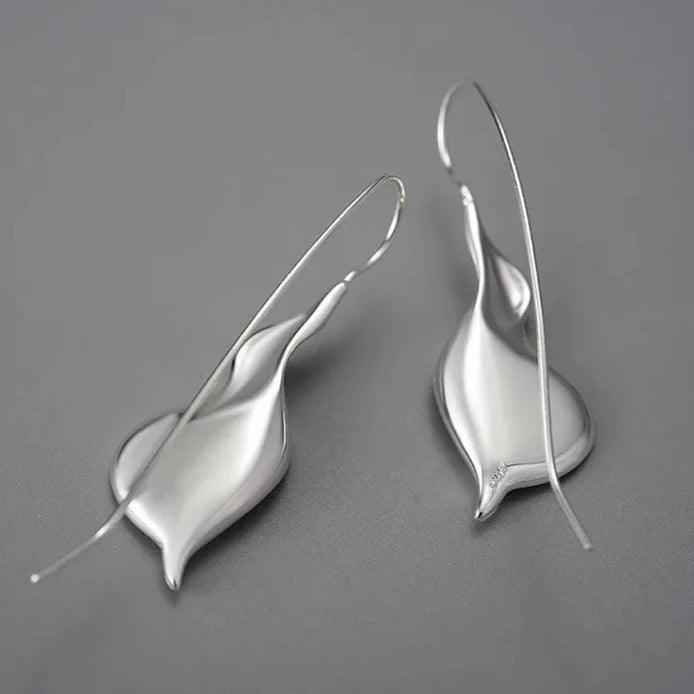 Long Hanging Calla Lily Flower Dangle Earrings: 925 Sterling Silver Charm Jewelry (LFJB0287) - Touchy Style .