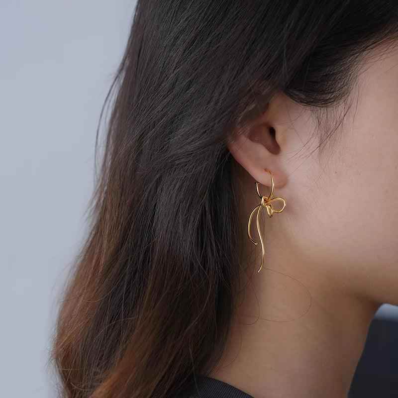 Lovely Bowknot Long Earrings Charm Jewelry - LFJB0264 - Touchy Style