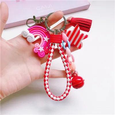 Lovely Rainbow Unique Keychain with Tassel for Women and Girls - Touchy Style .