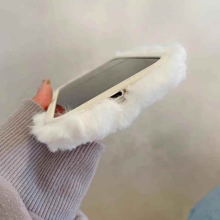 Lovely White Blue Clouds Plush Cute Phone Case for iPhone 11-15 Pro Max and 15 Plus - Touchy Style