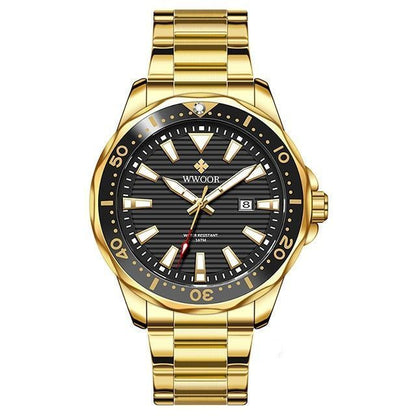 Gold Full Steel Watches Men Luminous Diving Sports Quartz Watch Men Sport Waterproof Military Wrist Watch With Box Pack - Touchy Style .