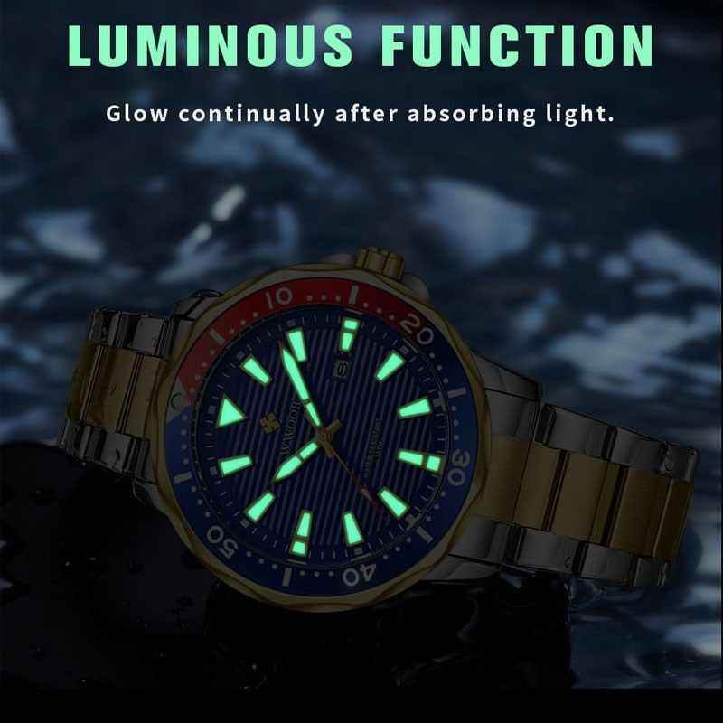 Gold Full Steel Watches Men Luminous Diving Sports Quartz Watch Men Sport Waterproof Military Wrist Watch With Box Pack - Touchy Style .