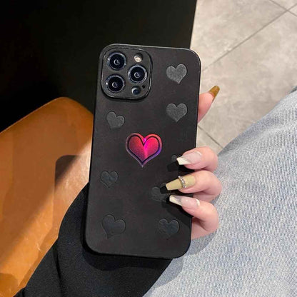 Luxurious Heart-Shaped Cortex Phone Case - Cute Cover for iPhone 14, 13, 12, 11 Pro Max, 7, 8 Plus, X, XS, XR Max - Touchy Style
