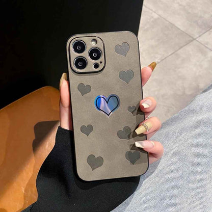 Luxurious Heart-Shaped Cortex Phone Case - Cute Cover for iPhone 14, 13, 12, 11 Pro Max, 7, 8 Plus, X, XS, XR Max - Touchy Style .