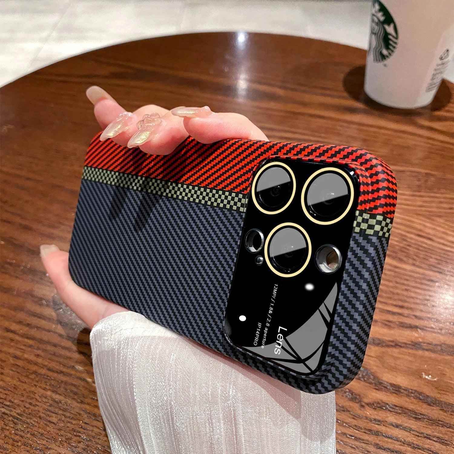 Luxury Carbon Fiber Cute Phone Case - For iPhone 12, 13, 14, 15 Pro Max Cover - Touchy Style