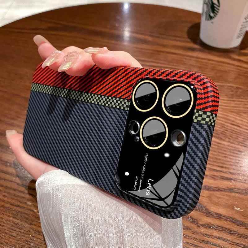 Luxury Carbon Fiber Cute Phone Case - For iPhone 12, 13, 14, 15 Pro Max Cover - Touchy Style