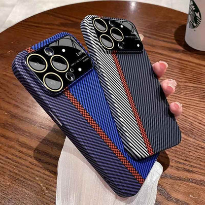 Luxury Carbon Fiber Cute Phone Case - For iPhone 12, 13, 14, 15 Pro Max Cover - Touchy Style .