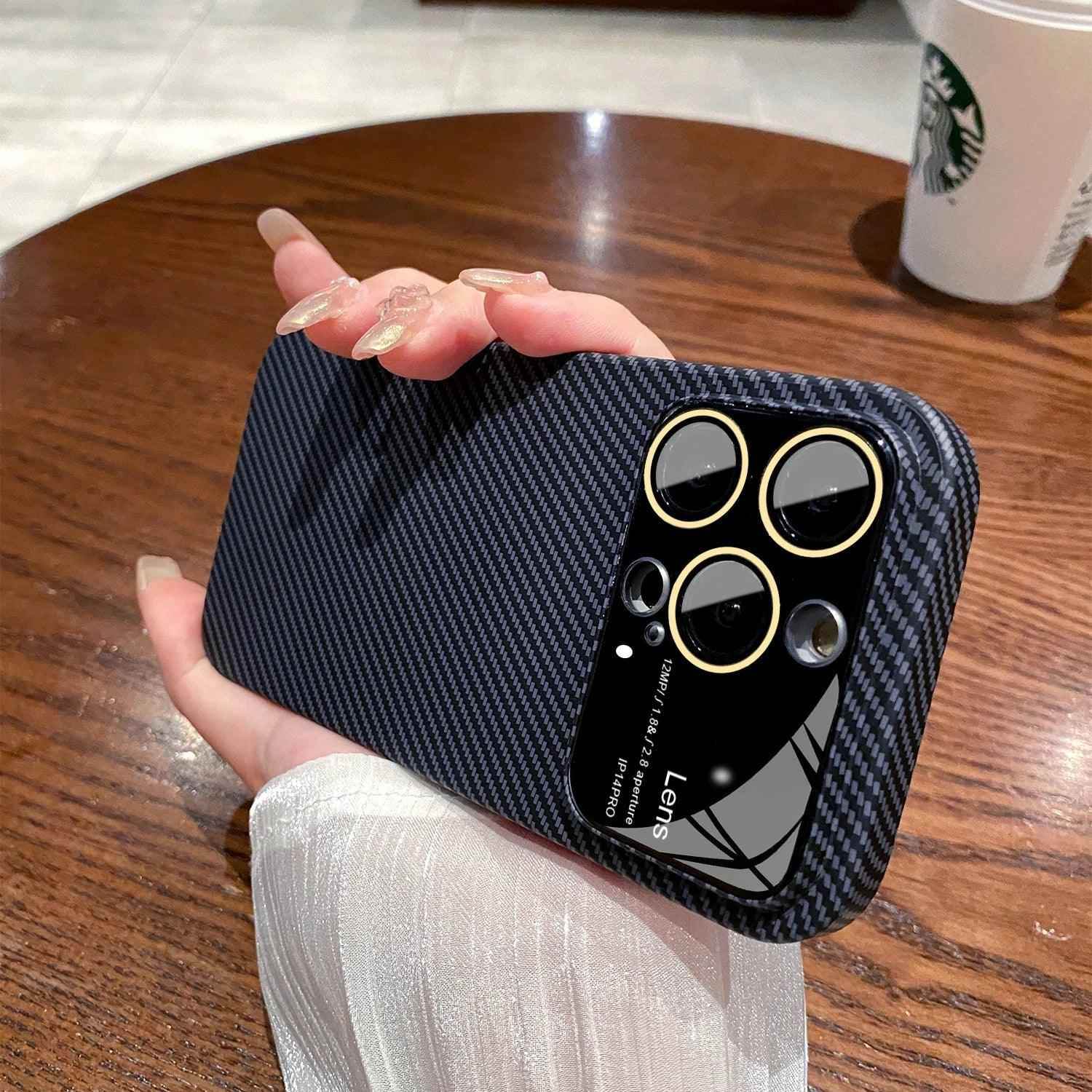 Luxury Carbon Fiber Cute Phone Case - For iPhone 12, 13, 14, 15 Pro Max Cover - Touchy Style