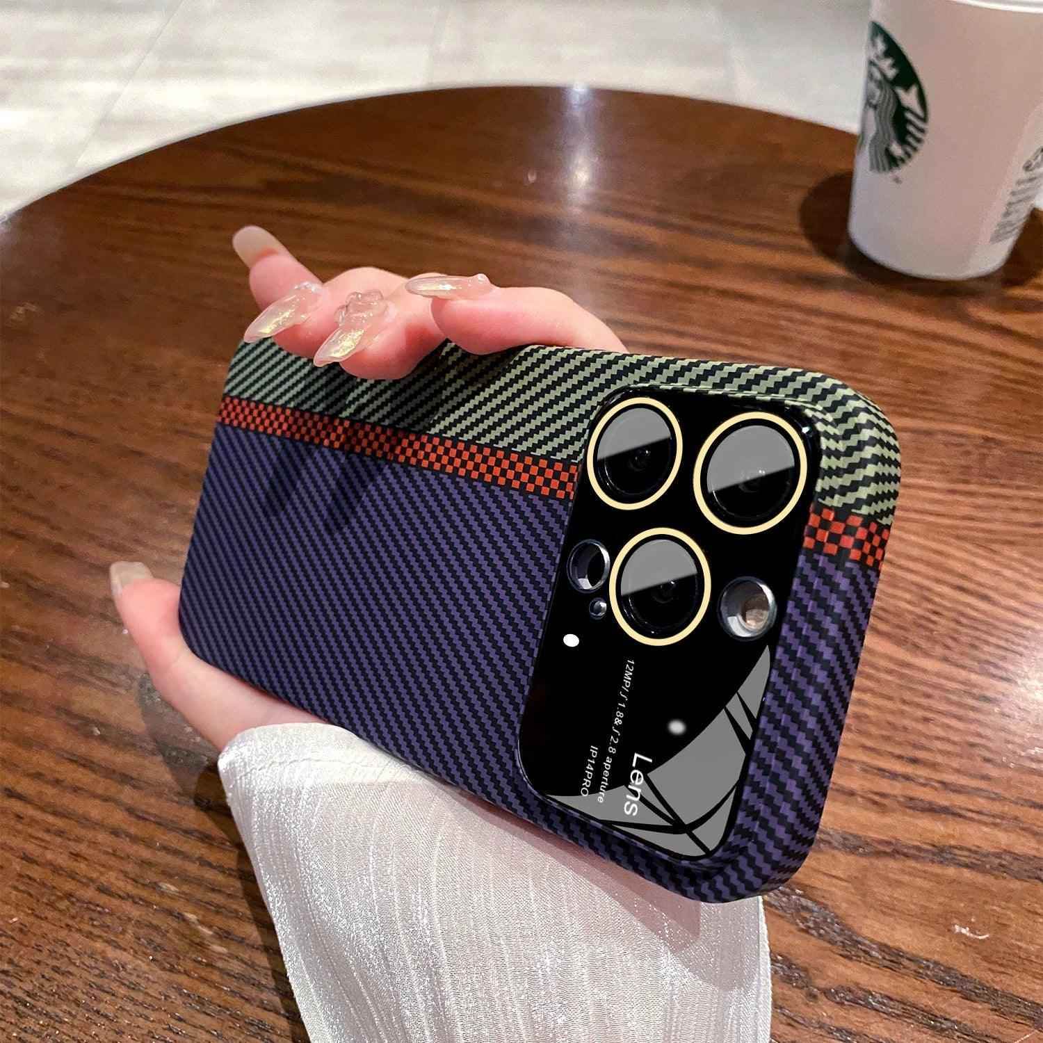 Luxury Carbon Fiber Cute Phone Case - For iPhone 12, 13, 14, 15 Pro Max Cover - Touchy Style