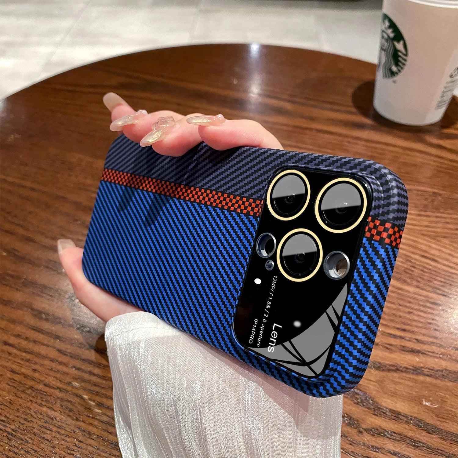 Luxury Carbon Fiber Cute Phone Case - For iPhone 12, 13, 14, 15 Pro Max Cover - Touchy Style