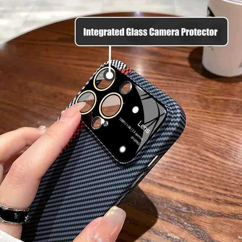 Luxury Carbon Fiber Cute Phone Case - For iPhone 12, 13, 14, 15 Pro Max Cover - Touchy Style .