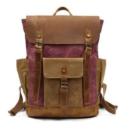 Luxury Cool Backpack Men Waterproof Crazy Horse Leather Canvas School Bag Large Laptop Rucksack Back Pack Travel Bag Male - Touchy Style .