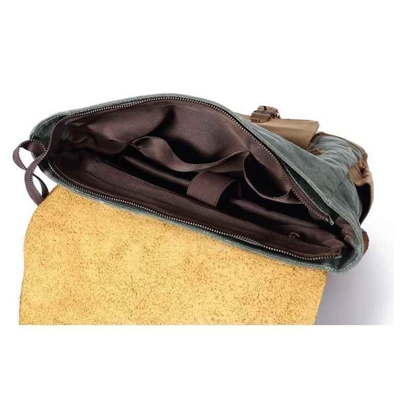 Luxury Cool Backpack Men Waterproof Crazy Horse Leather Canvas School Bag Large Laptop Rucksack Back Pack Travel Bag Male - Touchy Style