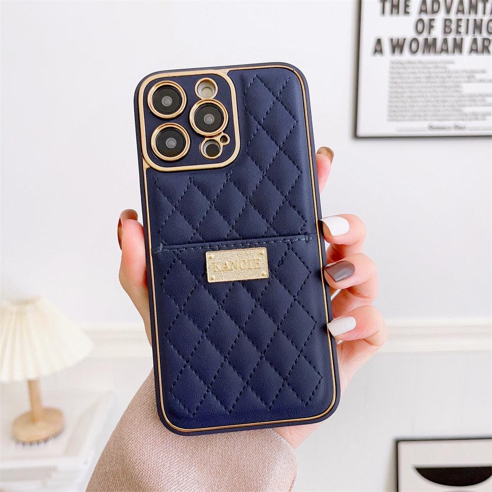 Luxury Leather Wallet Cute Phone Case - For iPhone 14, 13, 12 Pro