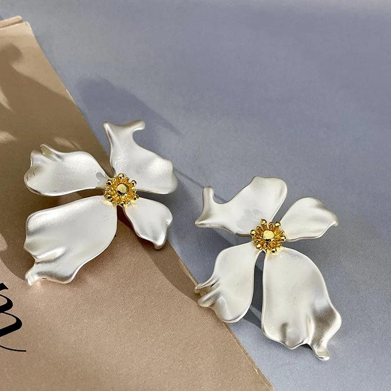 Luxury Matte Metal Flower Earrings Charm Jewelry RV259 - Touchy Style