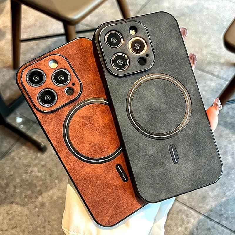Luxury Retro Matte Leather Cute Phone Case for iPhone 11, 12, 13, 14, 15 Pro Max - Touchy Style