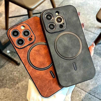 Luxury Retro Matte Leather Cute Phone Case for iPhone 11, 12, 13, 14, 15 Pro Max - Touchy Style