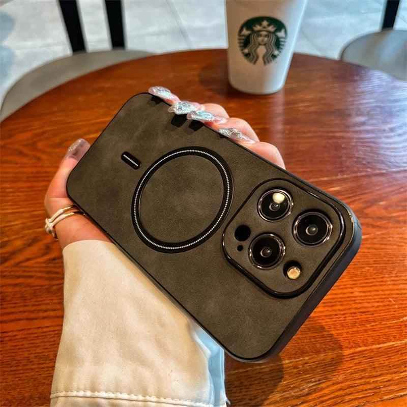 Luxury Retro Matte Leather Cute Phone Case for iPhone 11, 12, 13, 14, 15 Pro Max - Touchy Style