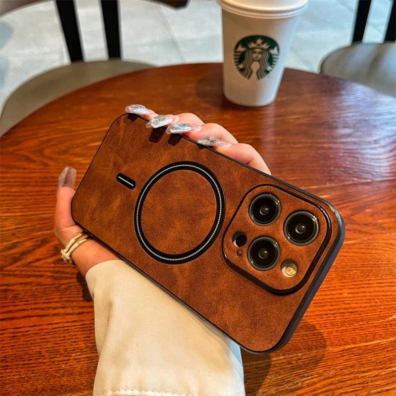 Luxury Retro Matte Leather Cute Phone Case for iPhone 11, 12, 13, 14, 15 Pro Max - Touchy Style .