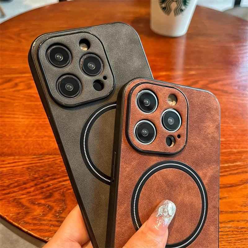 Luxury Retro Matte Leather Cute Phone Case for iPhone 11, 12, 13, 14, 15 Pro Max - Touchy Style