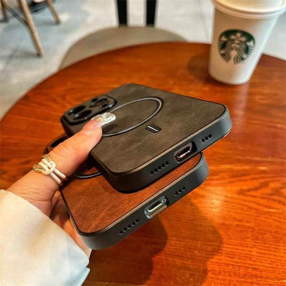 Luxury Retro Matte Leather Cute Phone Case for iPhone 11, 12, 13, 14, 15 Pro Max - Touchy Style