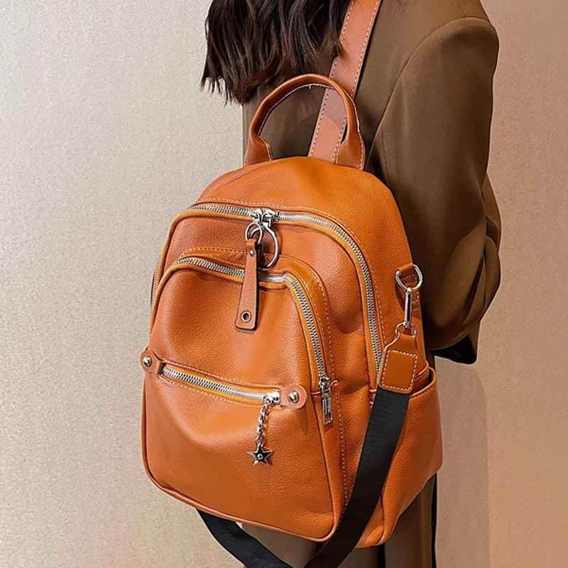 Luxury Soft Leather Cool Backpack RB551 School Shoulder Bag Touchy Style
