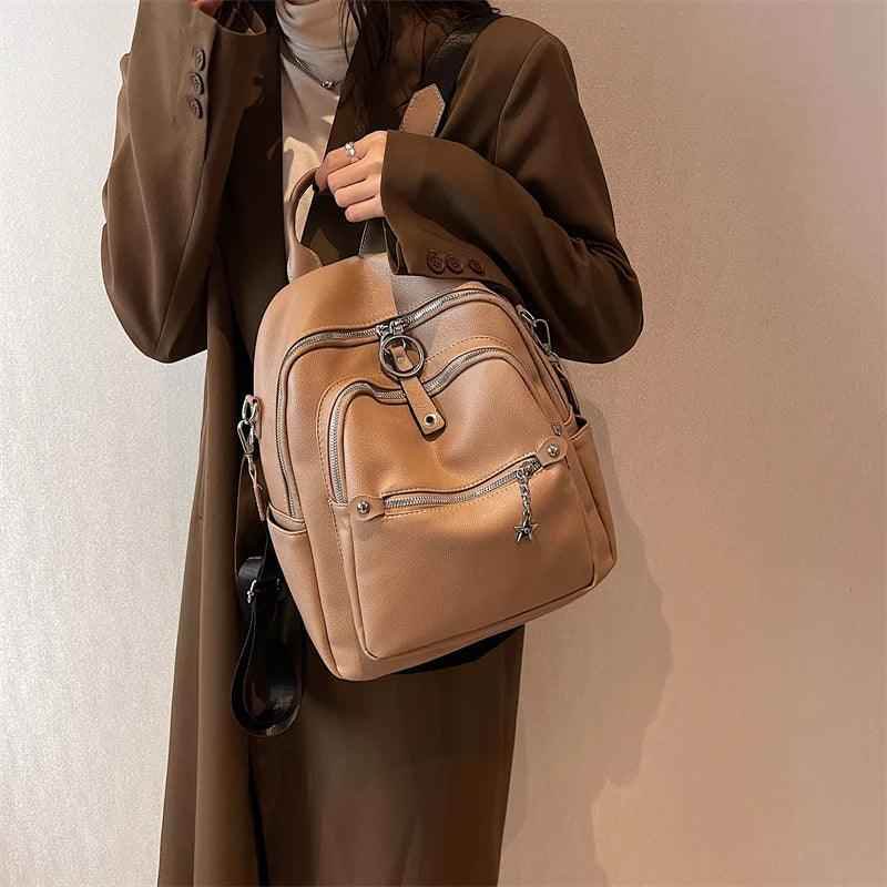 Luxury Soft Leather Cool Backpack RB551 - School Shoulder Bag - Touchy Style .