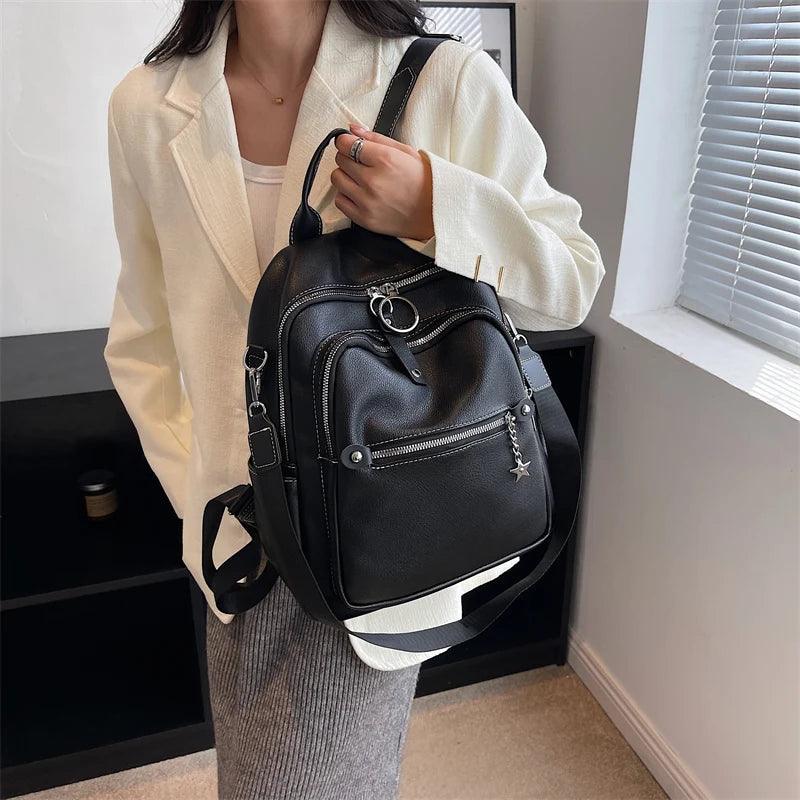 Luxury Soft Leather Cool Backpack RB551 - School Shoulder Bag - Touchy Style .