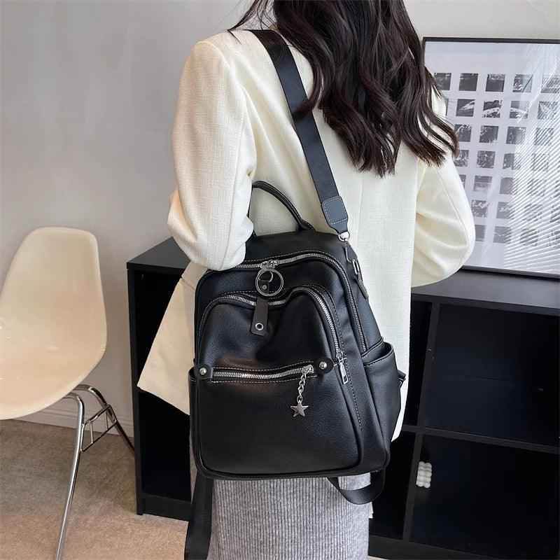 Luxury Soft Leather Cool Backpack RB551 - School Shoulder Bag - Touchy Style .