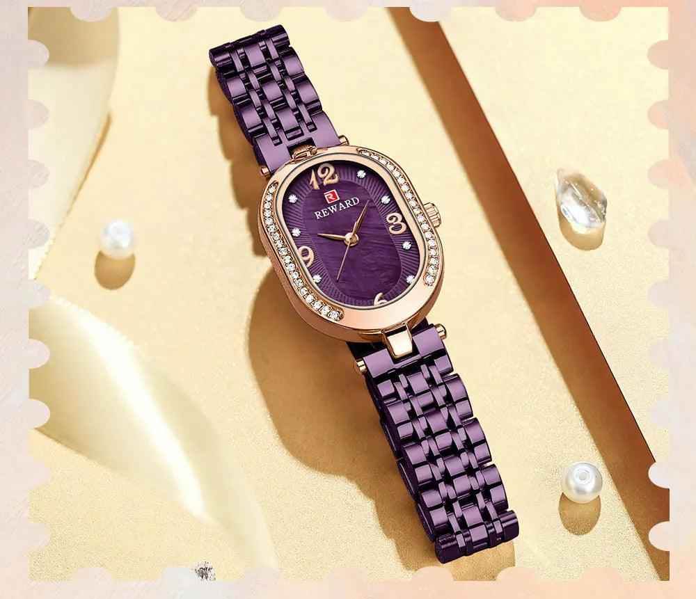 Luxury Stainless Steel Rhinestone Simple Watches For Women GSWB51 Quartz Waterproof - Touchy Style