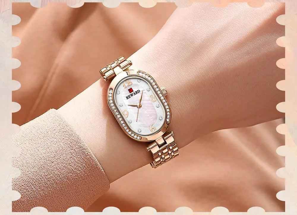 Luxury Stainless Steel Rhinestone Simple Watches For Women GSWB51 Quartz Waterproof - Touchy Style