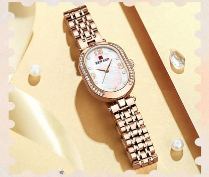 Luxury Stainless Steel Rhinestone Simple Watches For Women GSWB51 Quartz Waterproof - Touchy Style