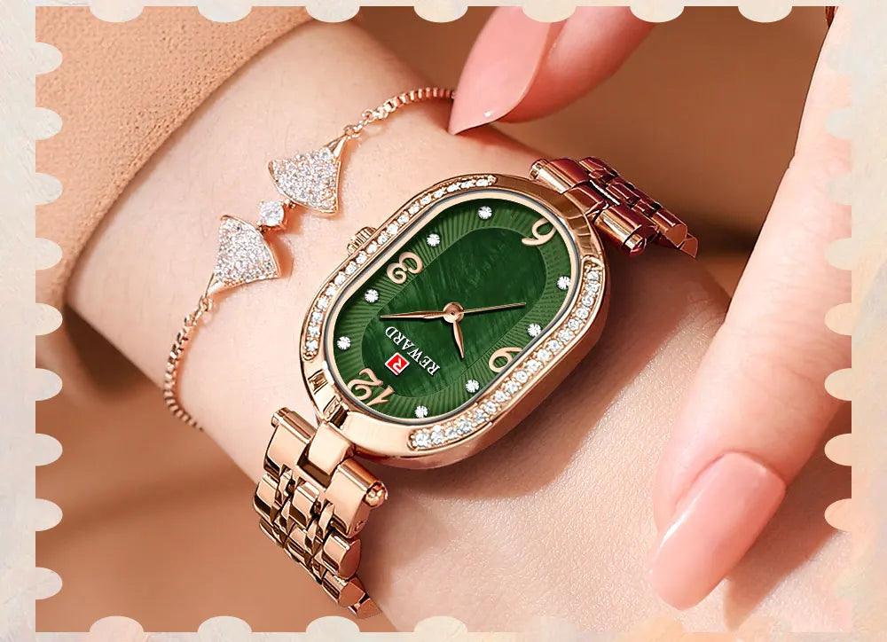 Luxury Stainless Steel Rhinestone Simple Watches For Women GSWB51 Quartz Waterproof - Touchy Style