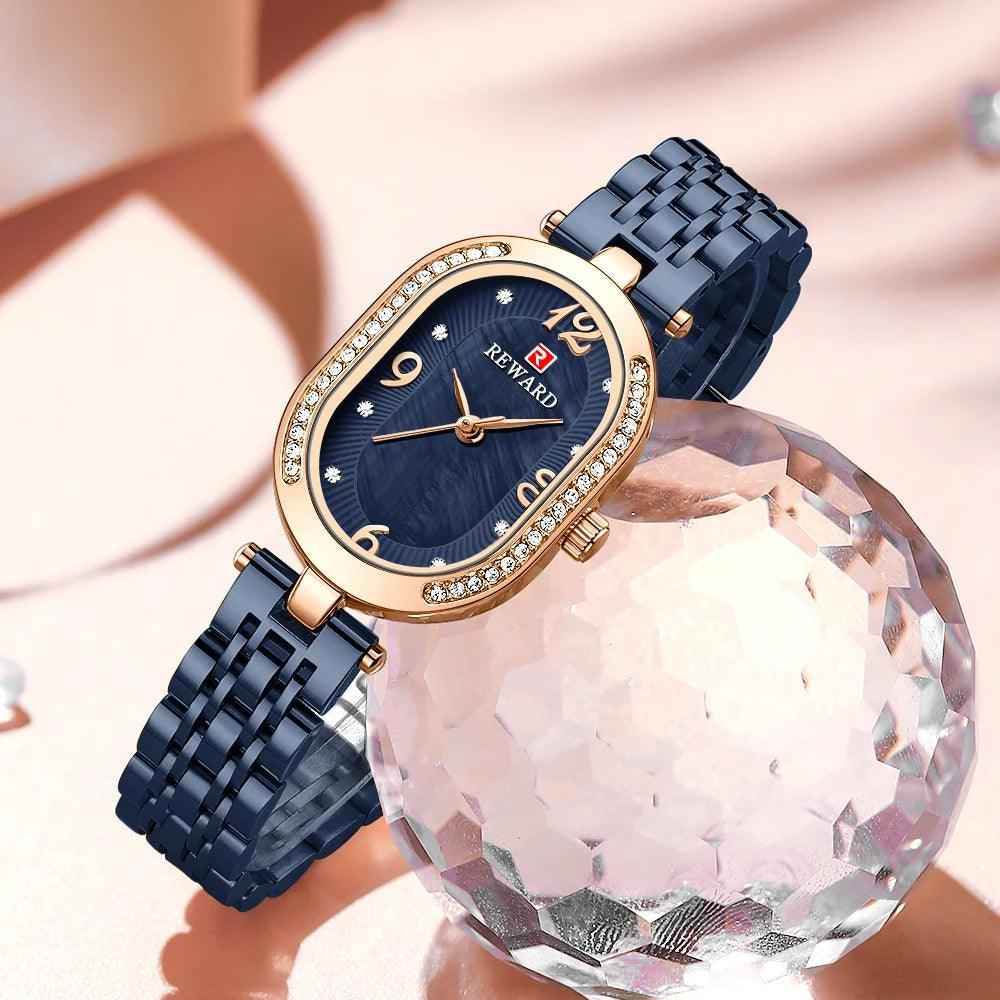 Luxury Stainless Steel Rhinestone Simple Watches For Women GSWB51 Quartz Waterproof - Touchy Style