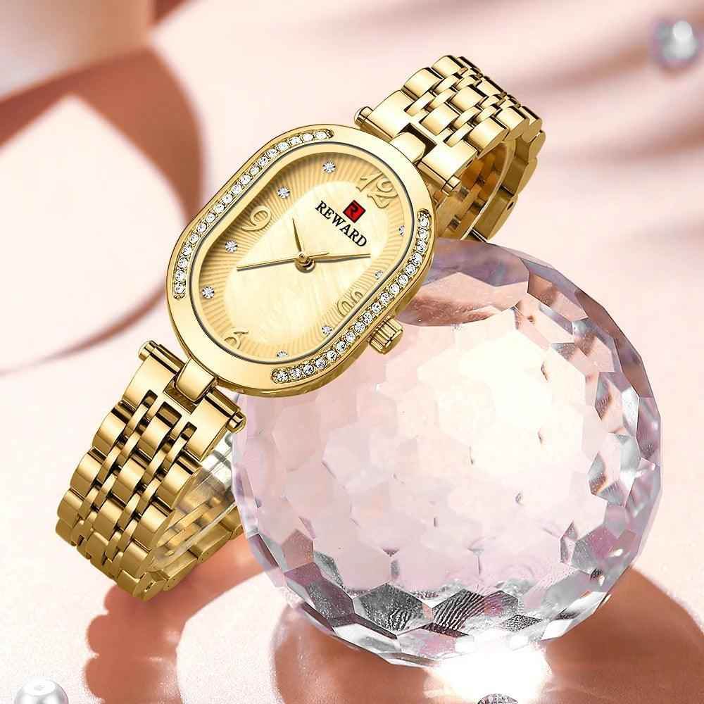 Luxury Stainless Steel Rhinestone Simple Watches For Women GSWB51 Quartz Waterproof - Touchy Style