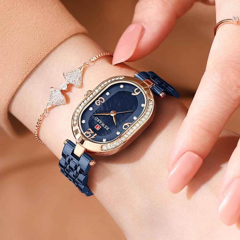 Luxury Stainless Steel Rhinestone Simple Watches For Women GSWB51 Quartz Waterproof - Touchy Style