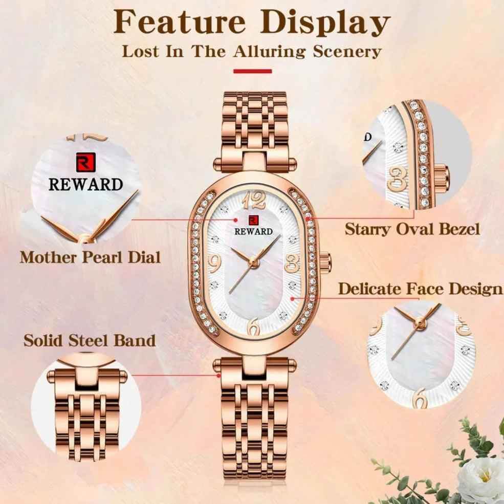 Luxury Stainless Steel Rhinestone Simple Watches For Women GSWB51 Quartz Waterproof - Touchy Style