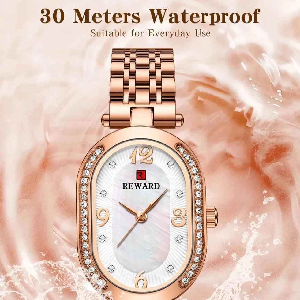 Luxury Stainless Steel Rhinestone Simple Watches For Women GSWB51 Quartz Waterproof - Touchy Style