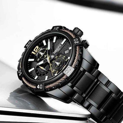 Luxury Waterproof Sport Watch for Men - Simple, Full Steel Design - MSCWAQ58 - Touchy Style .