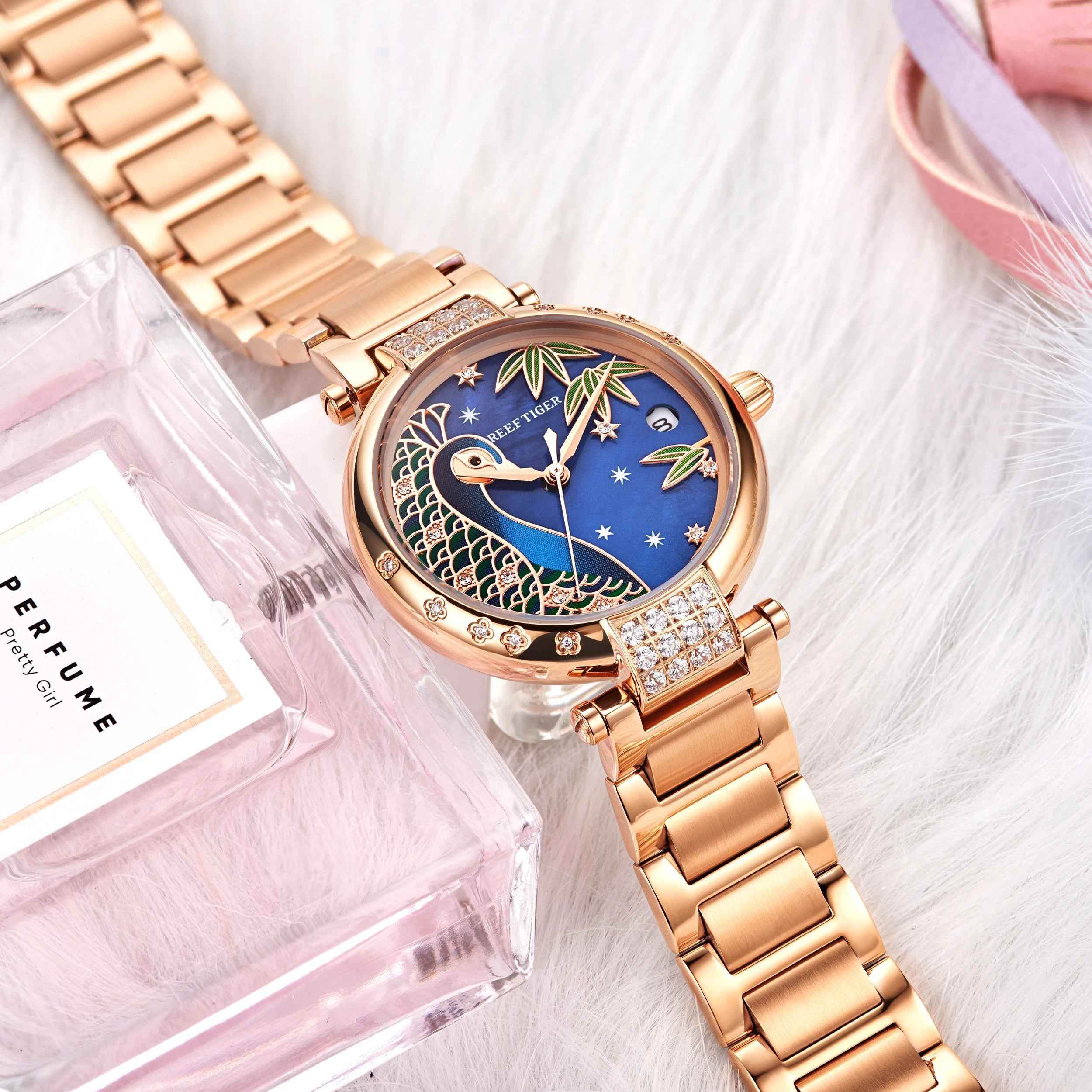 Luxury Women Simple Watch GSW651 Rose Golden Stainless Steel Automatic Wristwatch - Touchy Style
